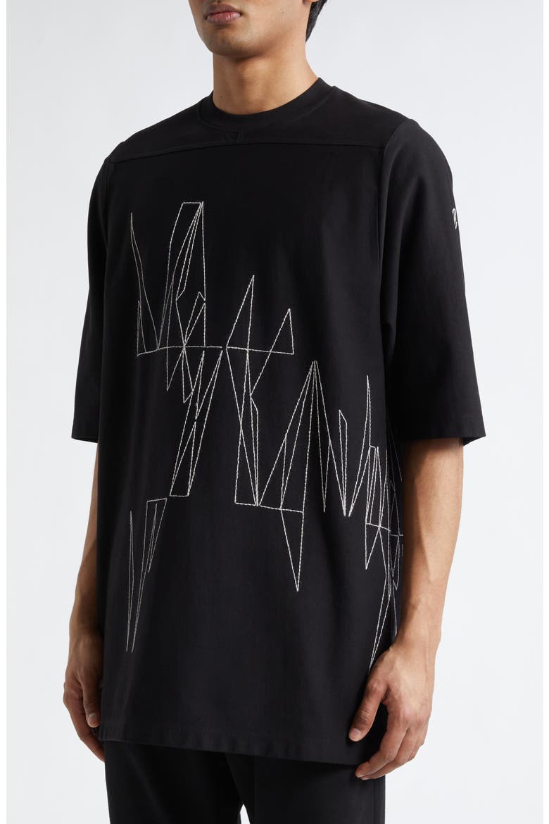 x Rick Owens Jumbo Embroidered Cotton T-Shirt, Alternate, color, BLACK