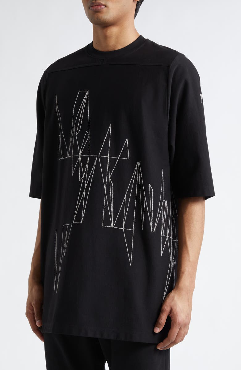 Moncler x Rick Owens Jumbo Embroidered Cotton T-Shirt, Alternate, color, Black