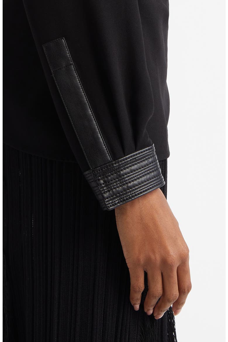 Alexis Asymmetric Ruched Double Crepe Top, Alternate, color, BLACK