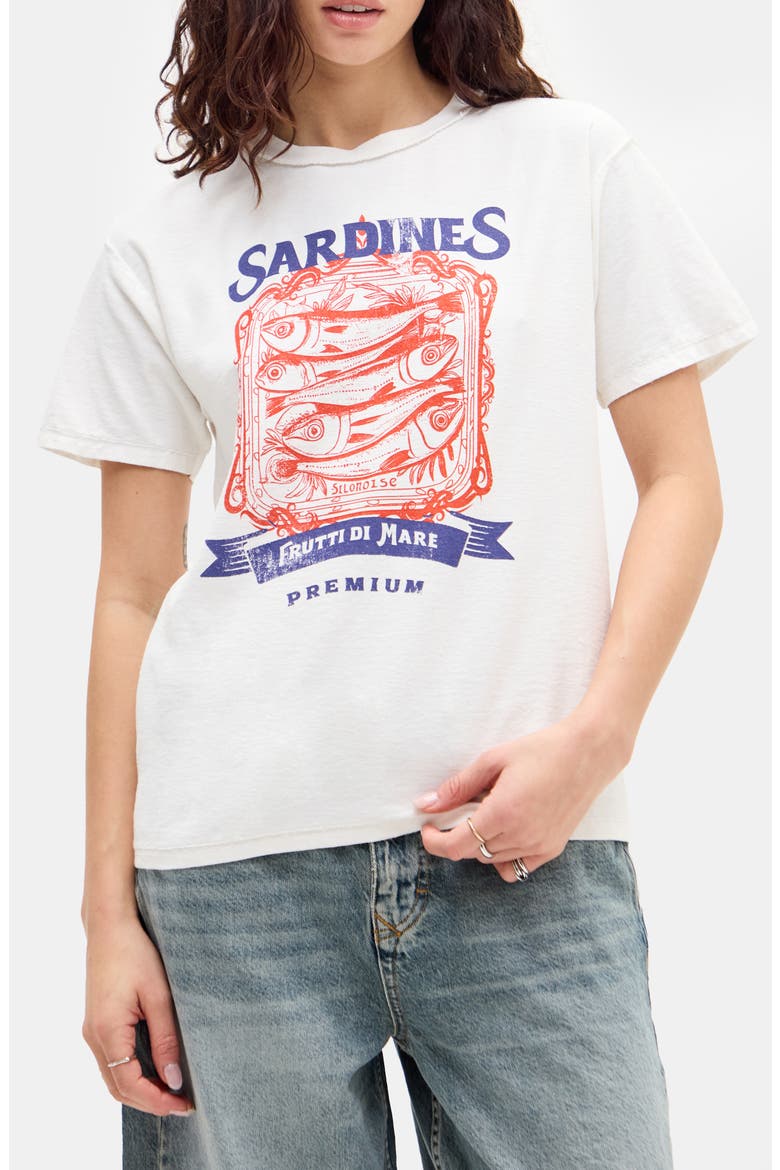 Sardines Relaxed Cotton Graphic T-Shirt, Main, color, WHITE