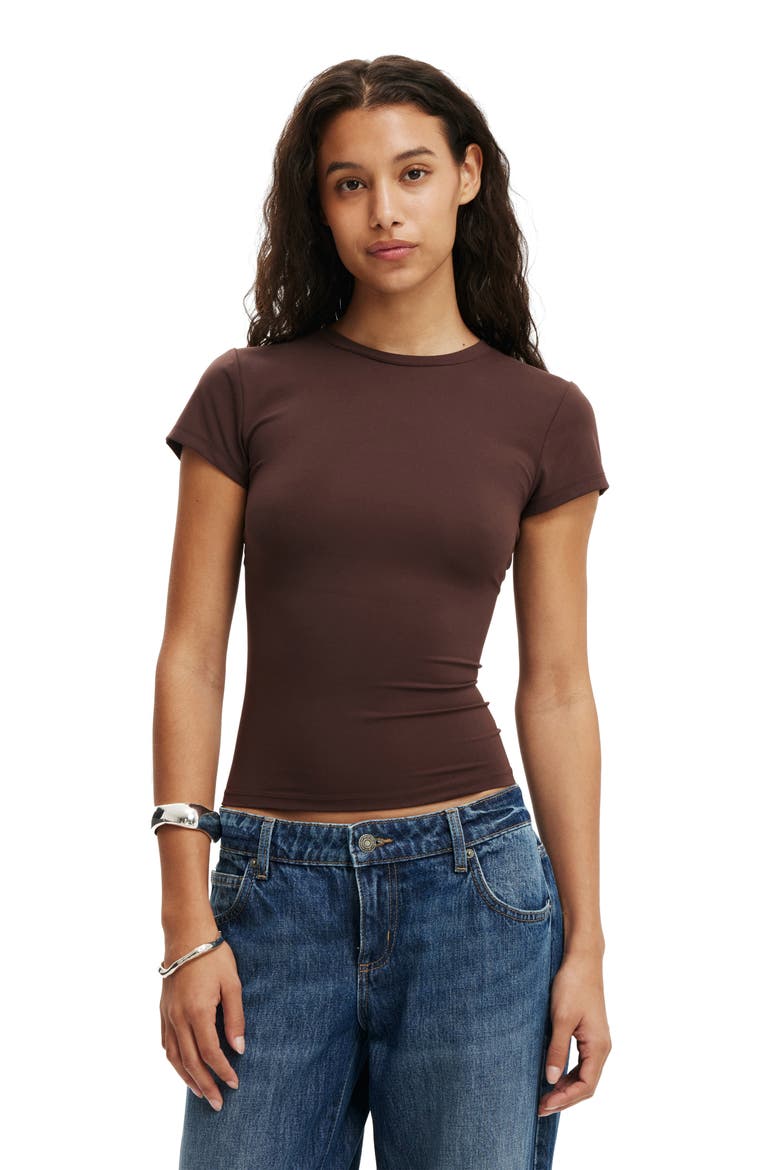 Women's Hold Me Short Sleeve Crew Neck, Main, color, Dark Oak