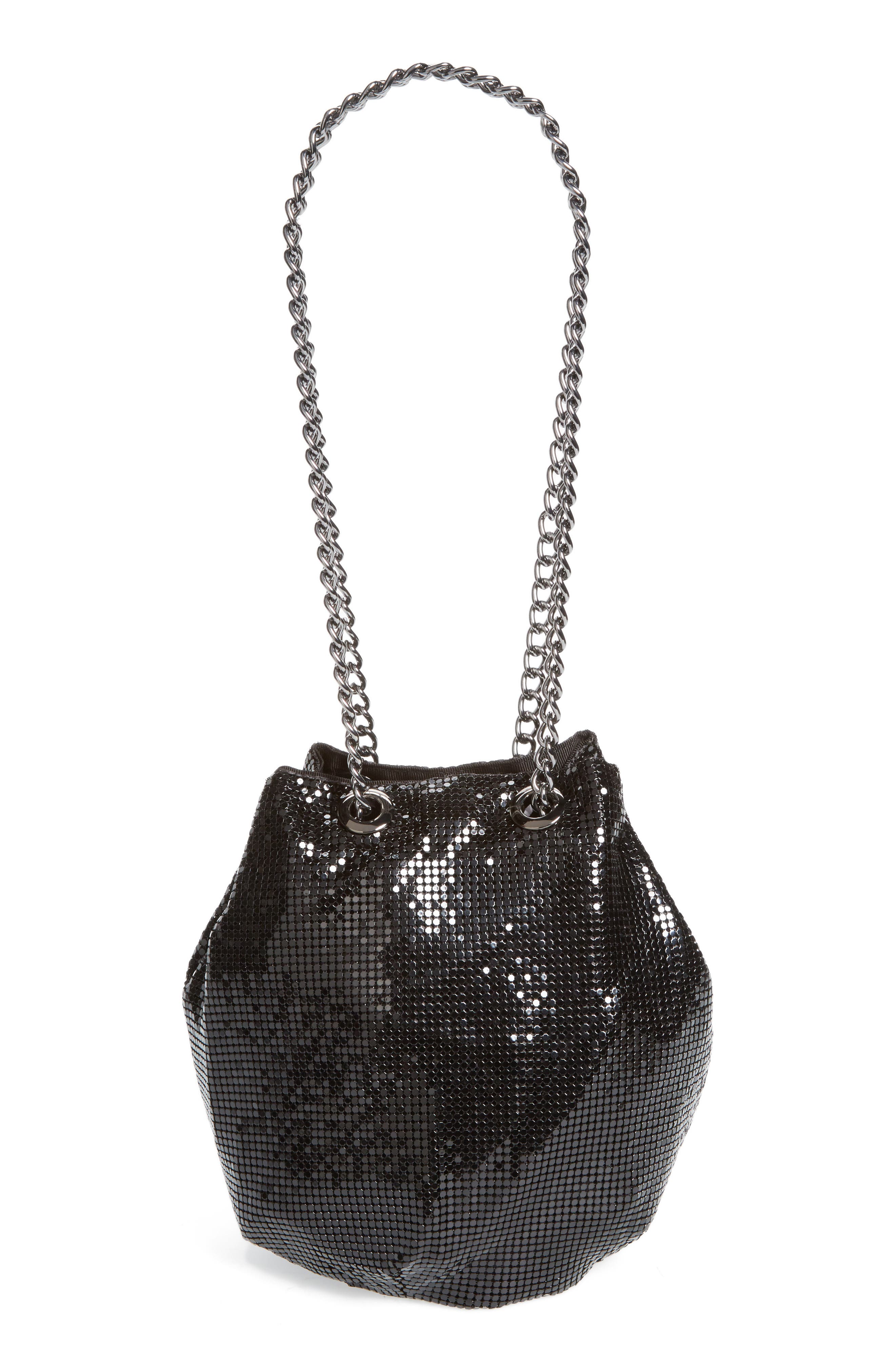 Mesh Bucket Bag, Main, color, BLACK