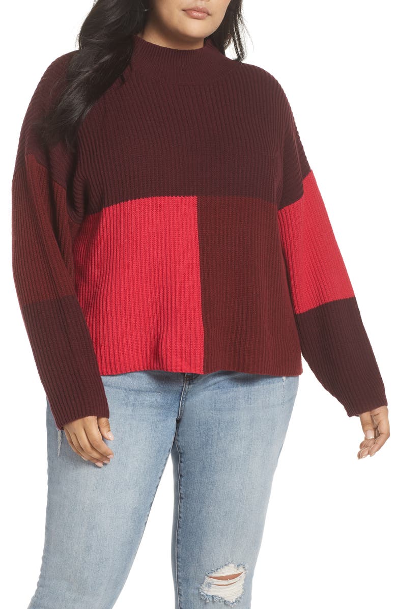 BP. Mock Neck Colorblock Sweater, Alternate, color,
