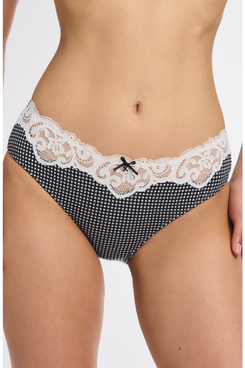 Swirly Girly Hipster Briefs, Alternate, color, BLACK CAVIAR CHECK EFFECT