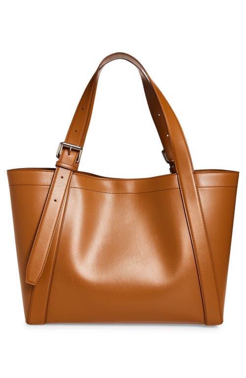 Stella Mccartney Biker Perforated Logo Faux Leather Tote In Brown