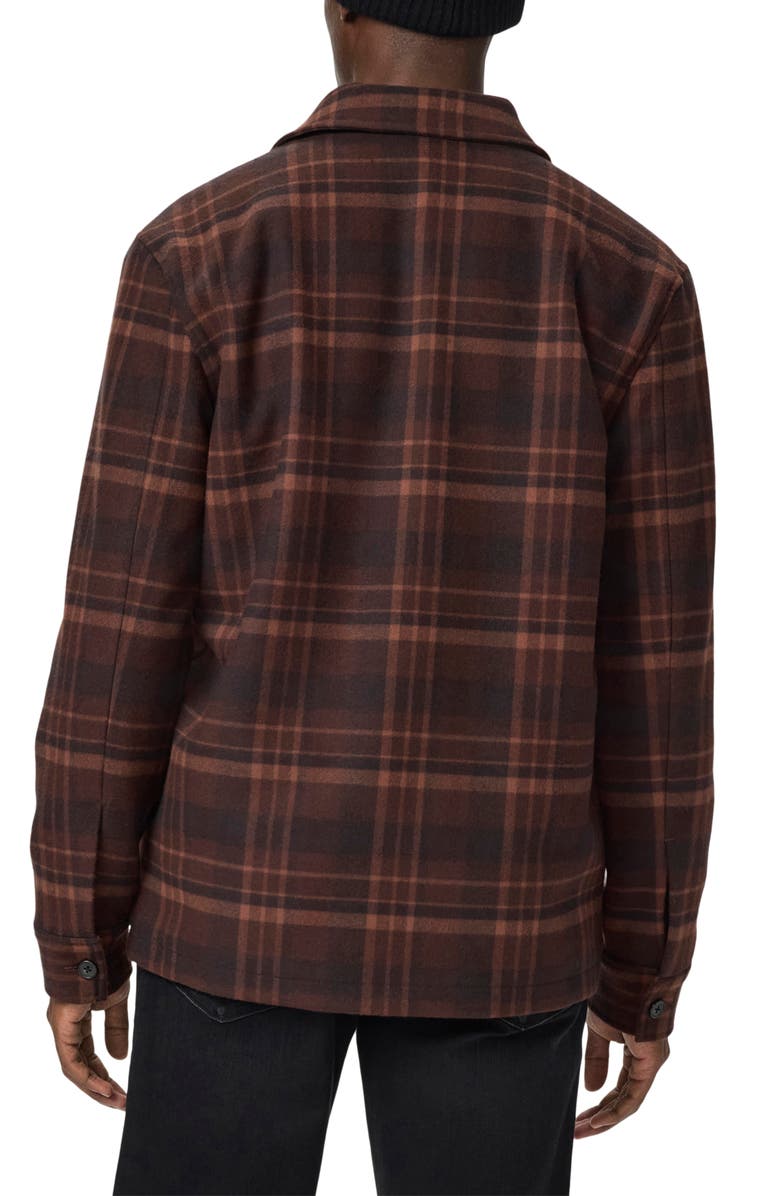 PAIGE Rangel Fleece Lined Plaid Flannel Jacket, Alternate, color, Brown Garnet