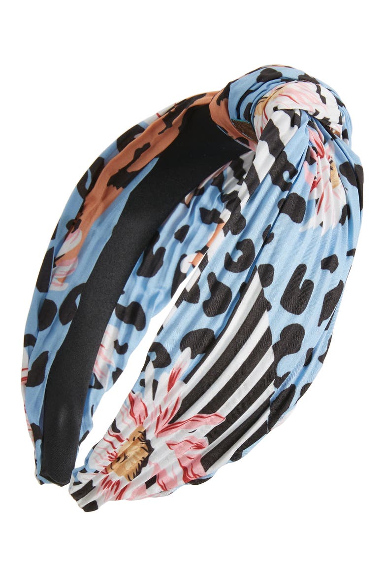 Mix Print Knotted Headband, Main, color, BLACK MULTI