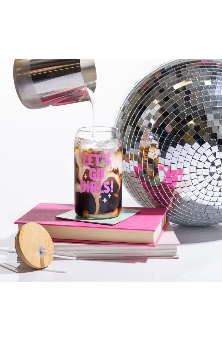 Totalee Gift Lets Go Girls Glass Cup w/ Lid and Straw Glass Clear 16 oz, Alternate, color, Clear