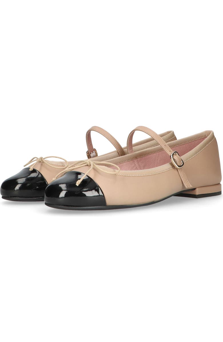 Pretty Ballerinas Round Toe Strap Ballet Flat With Heel, Alternate, color, Beige