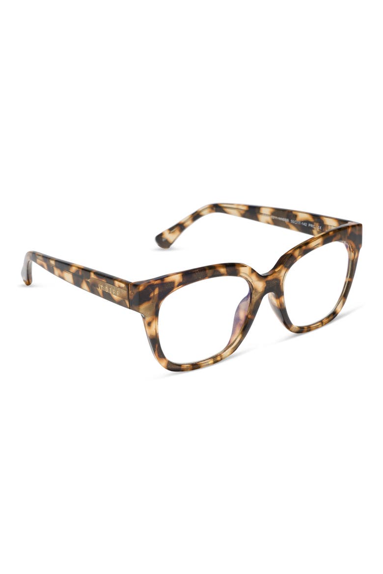 Ava 50mm Square Blue Light Blocking Glasses, Alternate, color, SAND TORTOISE BLUE LIGHT