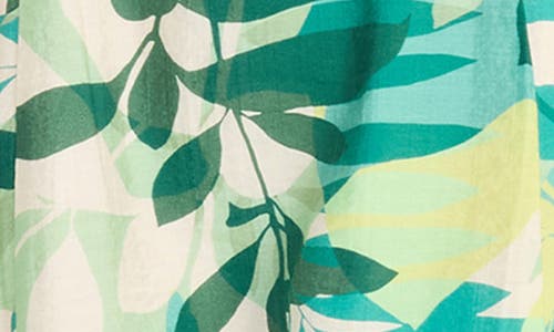 Maggy London Botanical Print Belted A-line Dress In Green