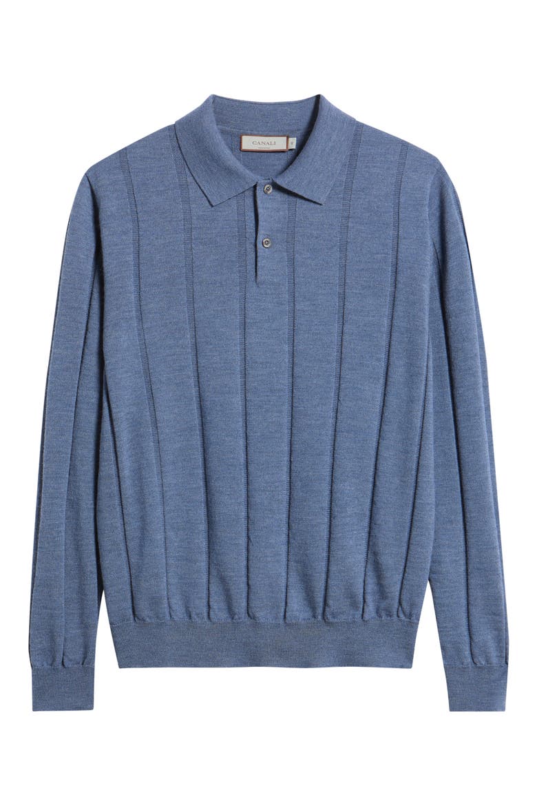 Regular Fit Long Sleeve Wool Polo, Alternate, color, BLUE