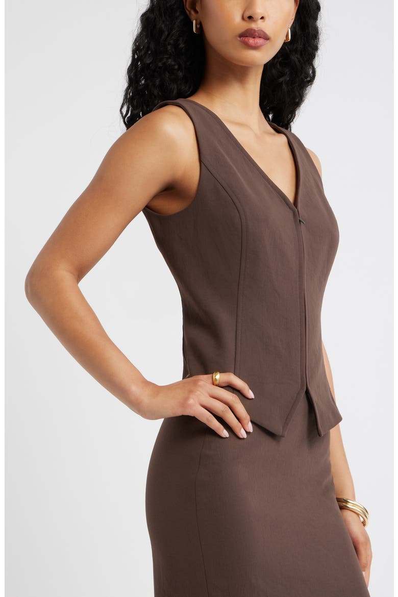 Curator Crepe Sleeveless Top, Alternate, color, BROWN SEAL
