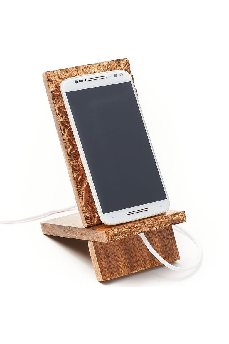 Aranyani Tree of Life Phone Stand for Desk, Alternate, color, Brown