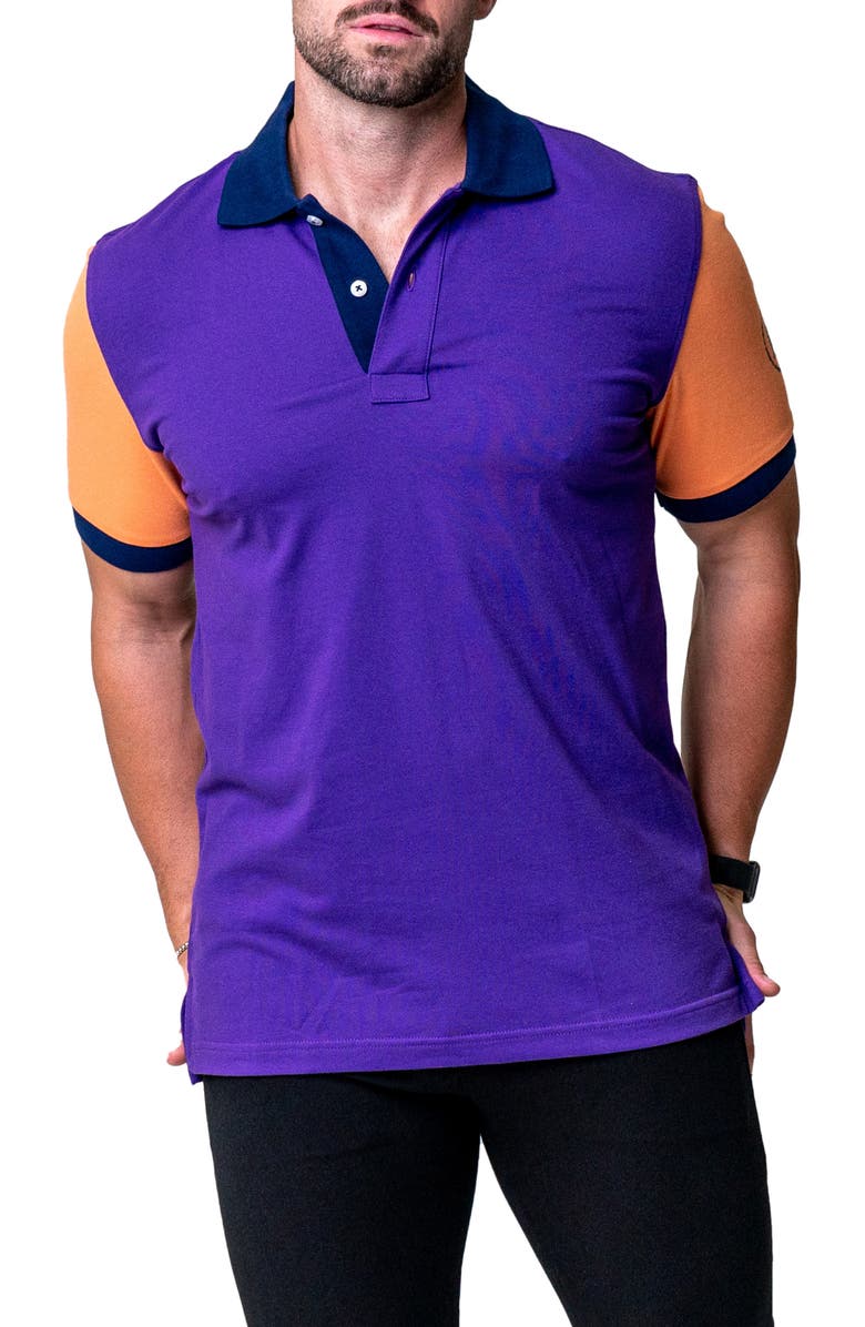 Maceoo Mozart Colorblock Cotton Polo, Alternate, color, Purple