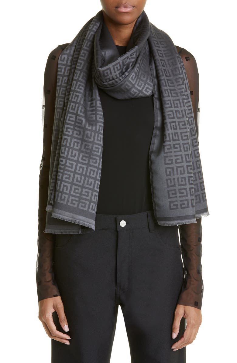 Givenchy 4G Jacquard Silk & Wool Scarf, Alternate, color, 