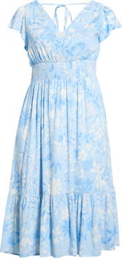 SUGARLIPS Seraphina Floral Maye Smocked Midi Dress