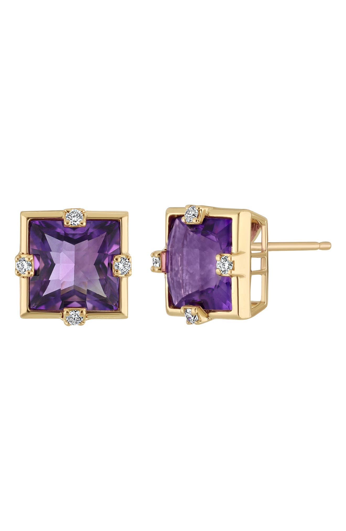 Bony Levy Iris Amethyst & Diamond Stud Earrings