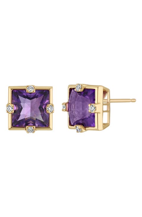 Iris Amethyst & Diamond Stud Earrings (Online Trunk Show)