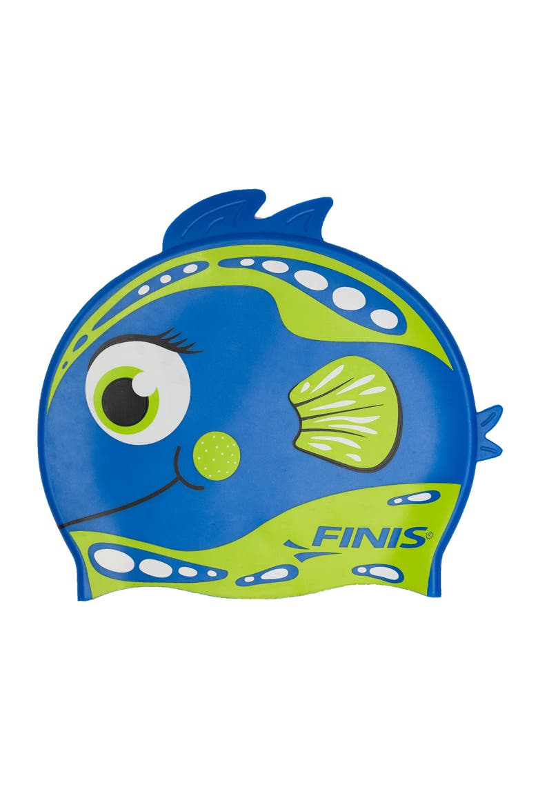Animal Heads Silicone Swim Cap for Kids Fun 3D Animal Designs Snug Fit Chlorine Protection, Main, color, Parrot Fish Blue
