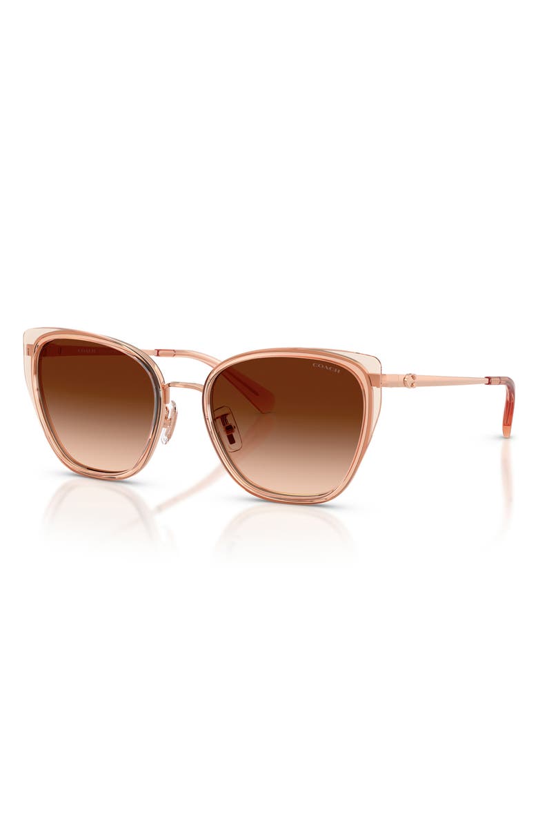 COACH 53mm Gradient Square Sunglasses, Alternate, color, Rose Gold / Champagne / Brown