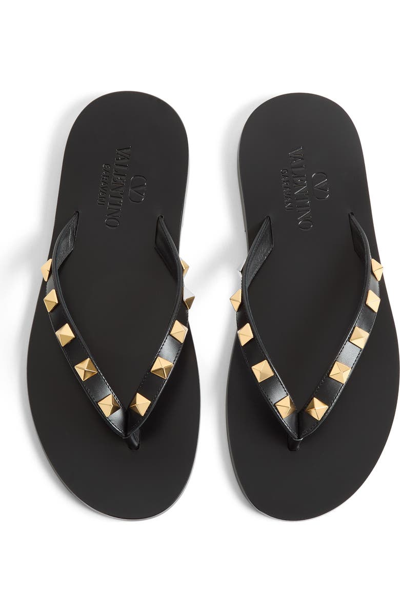 Valentino Rockstud Flip Flop, Alternate, color, Black