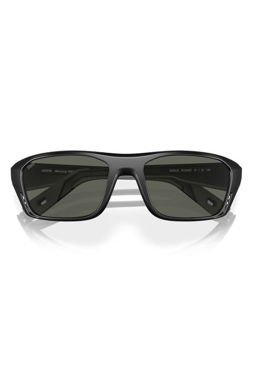 Costa Del Mar 57mm Polarized Rectangular Sunglasses In Matte Black/gray 580g