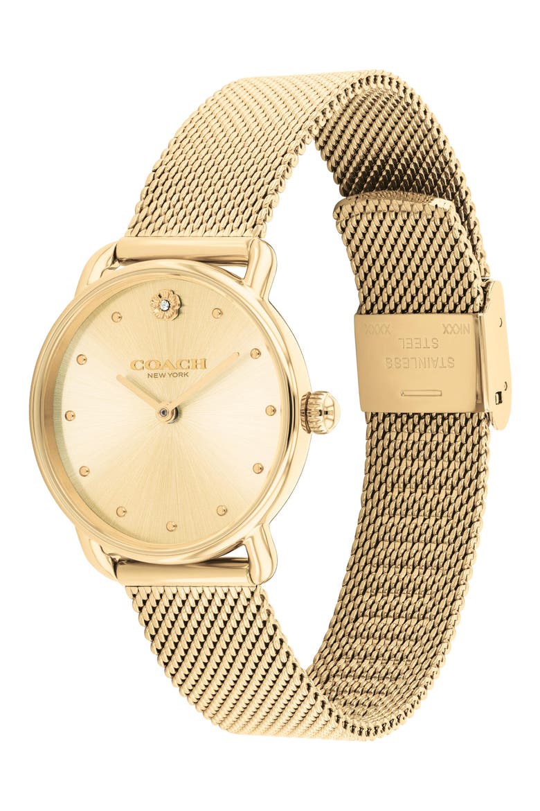 Elliot Mesh Strap Watch, 28mm, Alternate, color, GOLD