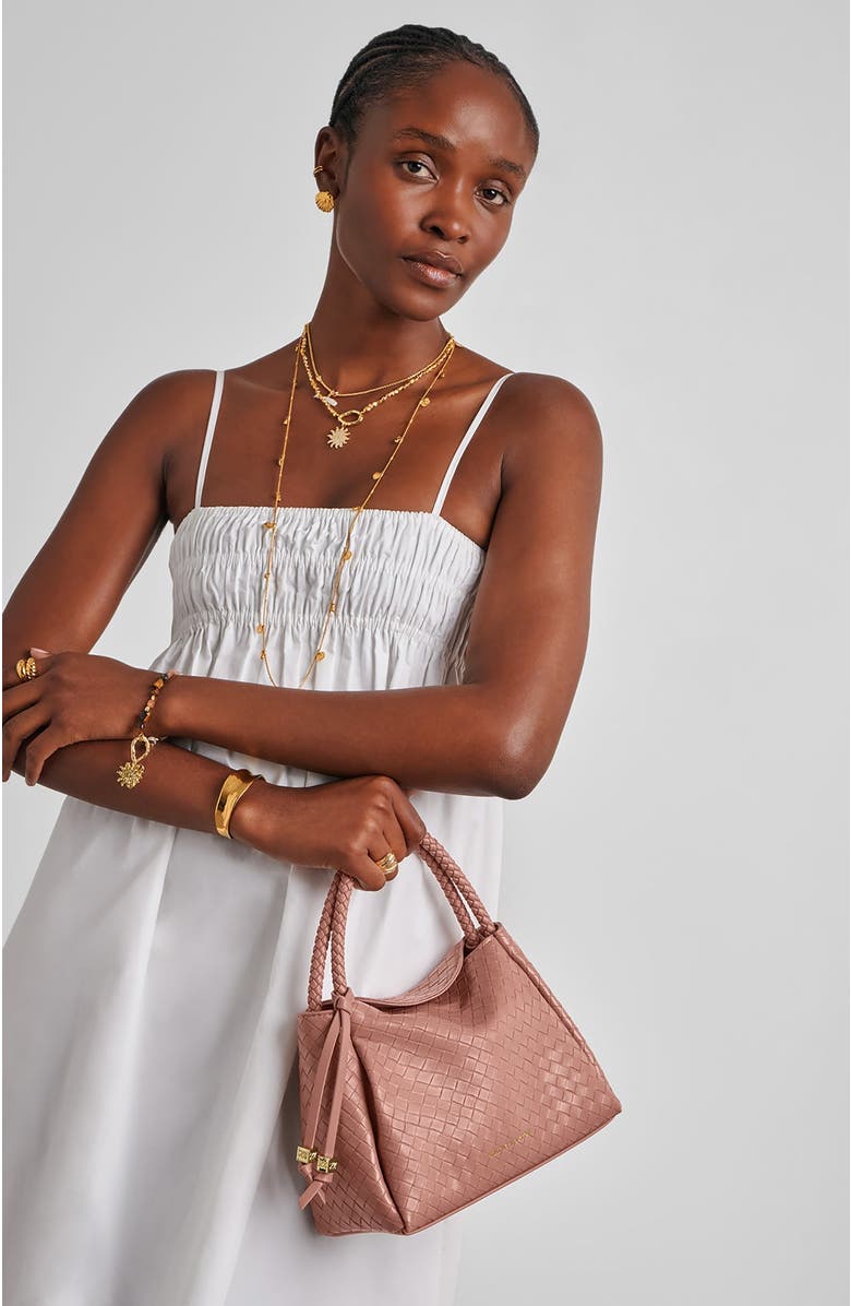 Katie Loxton Nova Woven Texture Top Handle Bag, Alternate, color, Pink Clay