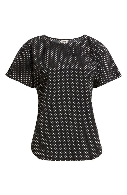 Anne Klein Polka Dot Short Sleeve Top In Black