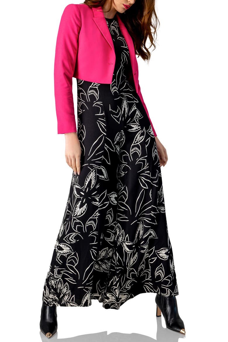 Short Bolero Jacket with Single Front Button, Alternate, color, Pink