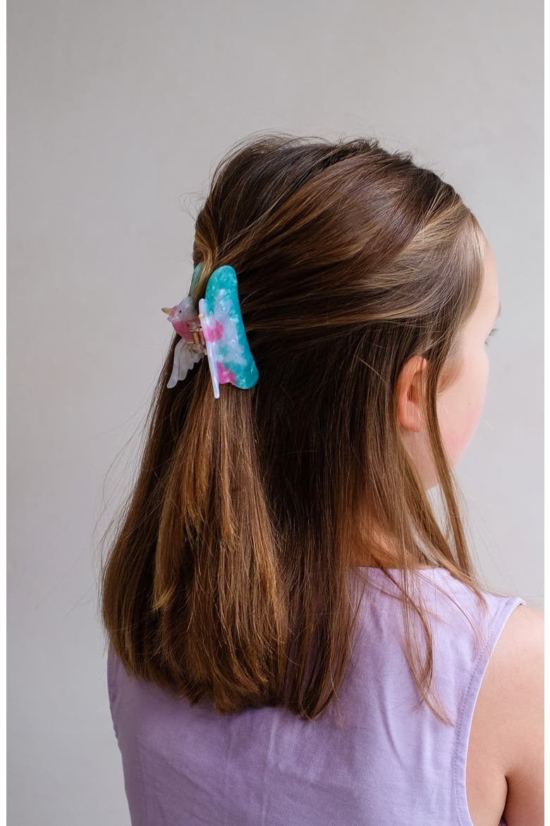Kids' Unicorn Claw Clip, Alternate, color, TURQUOISE/ AQUA