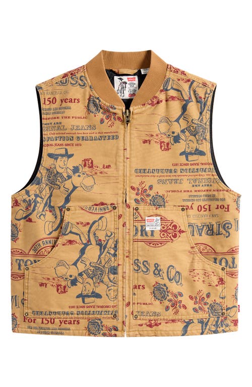 Levi's X Disney Pixar® Toy Story Print Canvas Vest In Brown