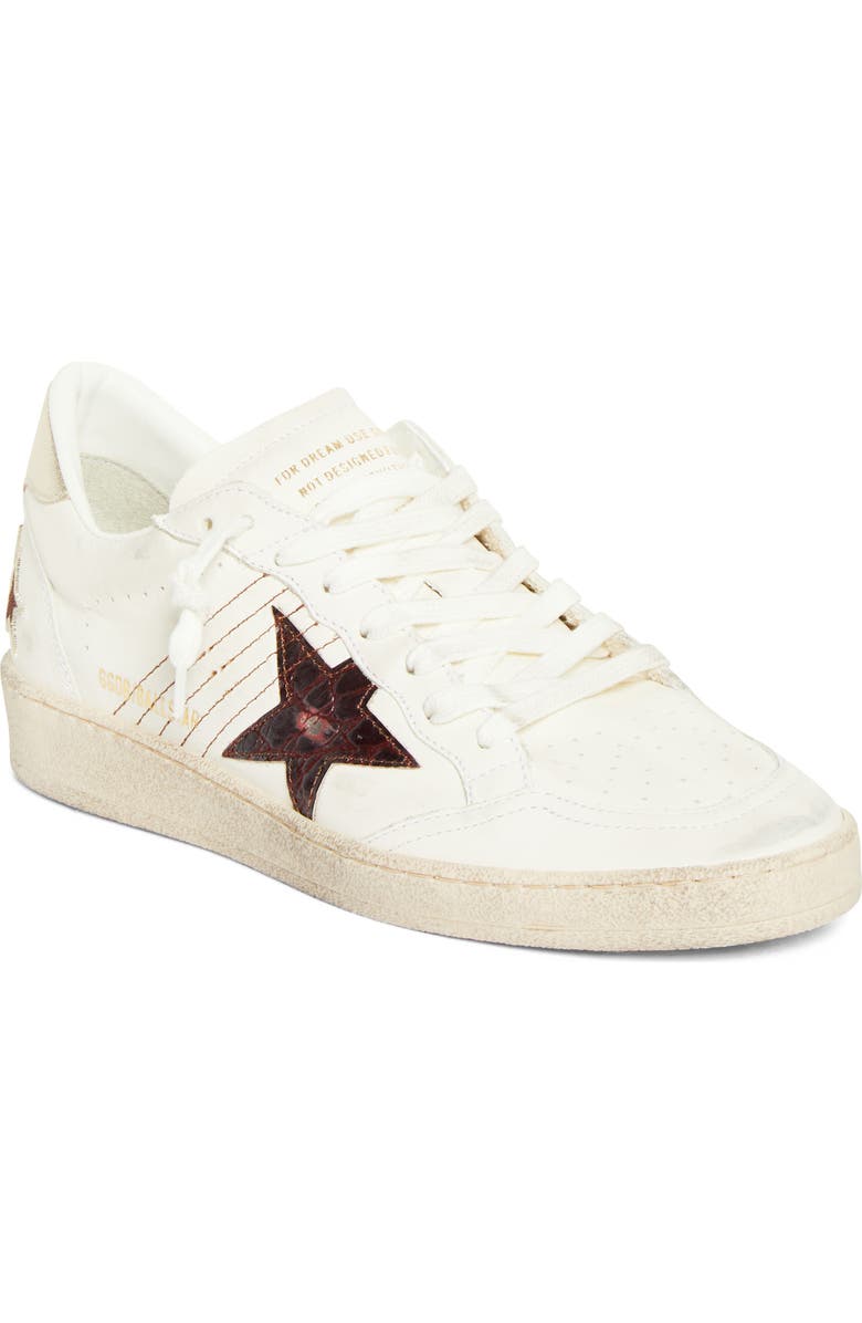 Golden Goose Ball Star Low Top Sneaker, Main, color, White/ Bordeaux/ Gold