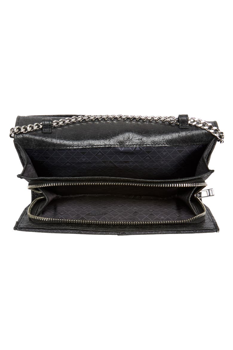 Soho Calfskin Leather Wallet on a Chain, Alternate, color, BLACK