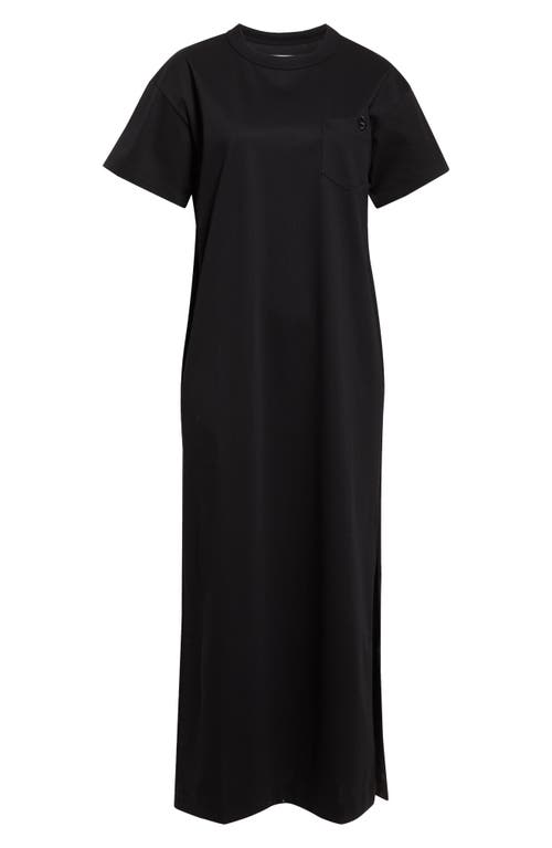 Sacai Embroidered Logo Jersey T-shirt Dress In Black 001