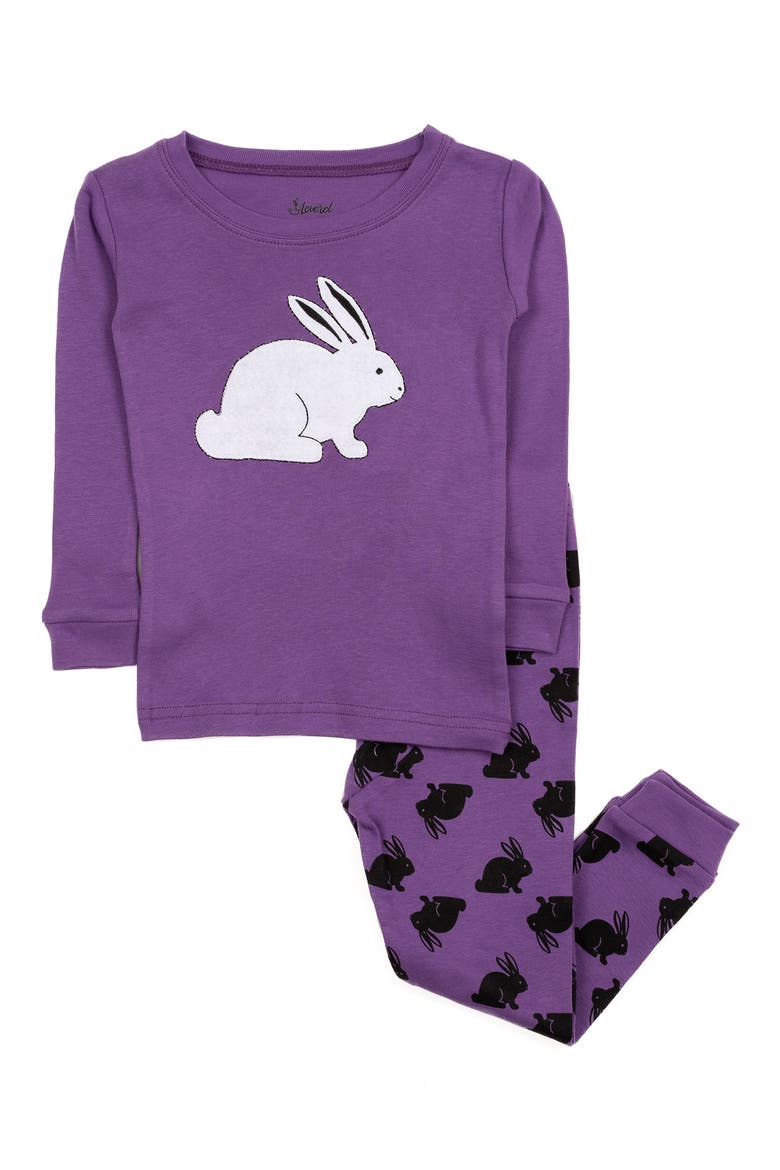 Kids Cotton Two-Piece Printed Holiday Pajamas, Main, color, PURPLE