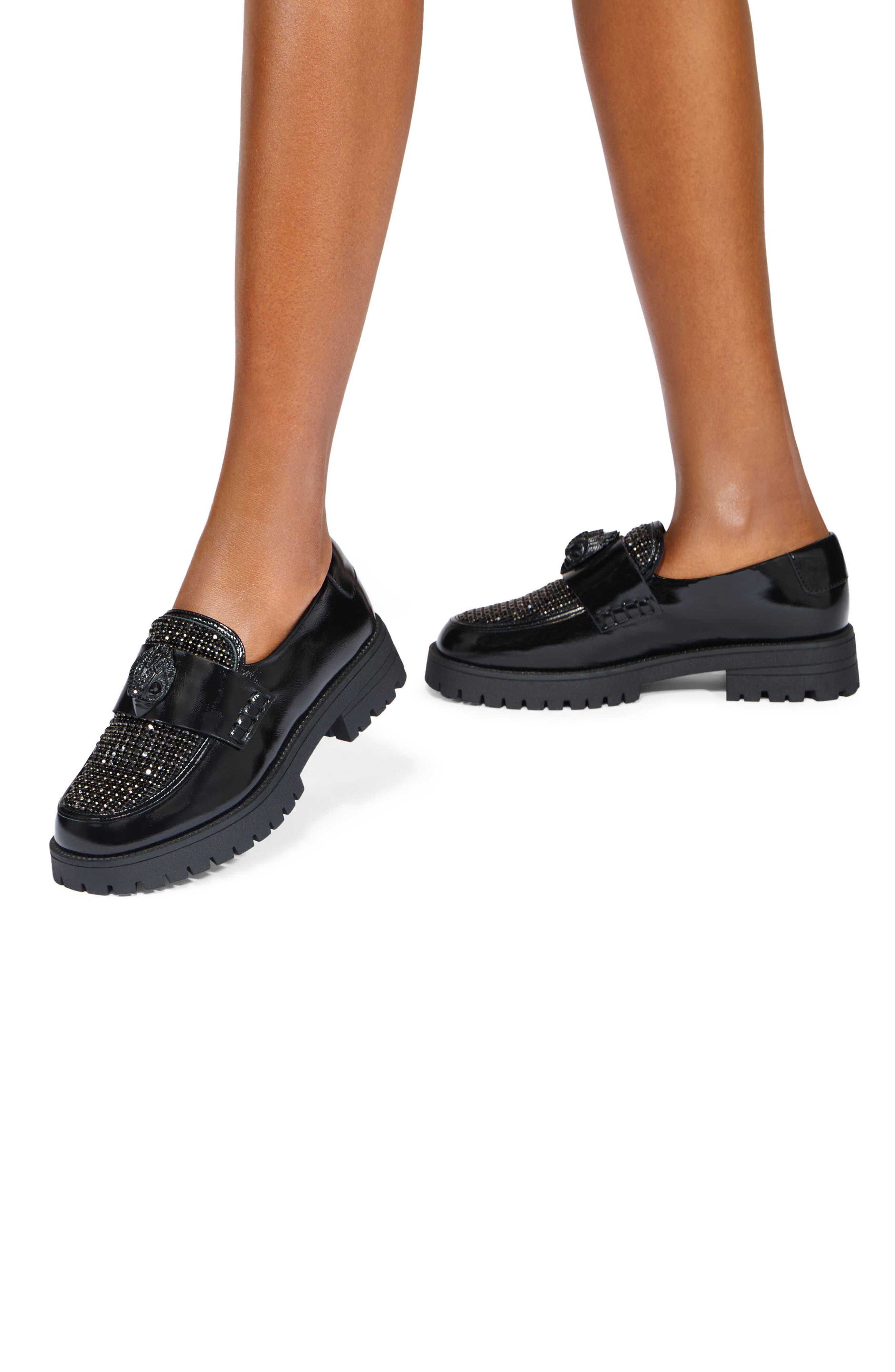 Eagle Crystal Loafer, Alternate, color, BLACK