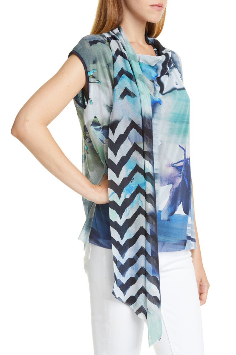 Floral Drape Top, Alternate, color, BLUEBERRY