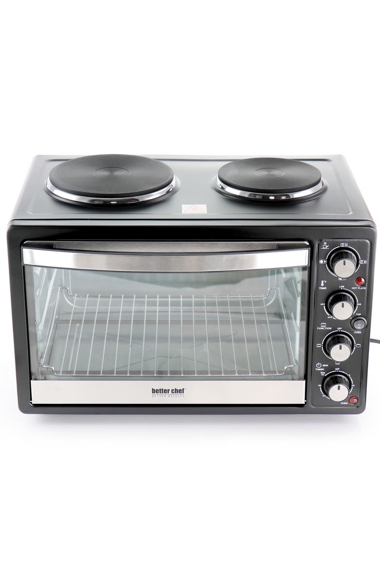 Better Chef Chef Central Toaster Oven and Broiler with Dual Solid Element Burners, Alternate, color, Black