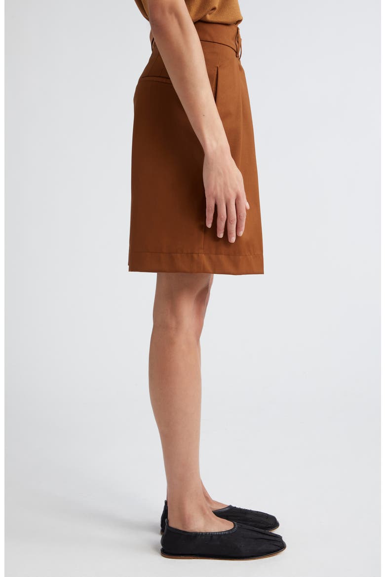 Pleated Wide Leg Virgin Wool Shorts, Alternate, color, RUST
