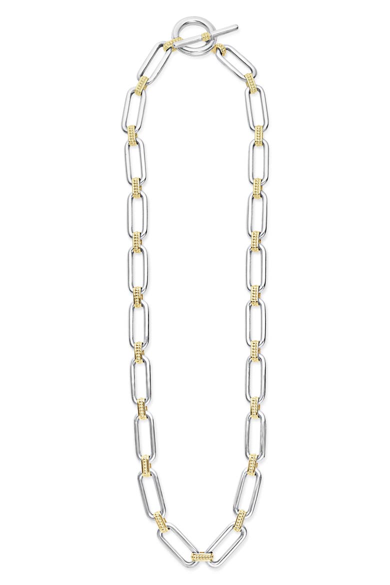 Signature Caviar Link Necklace, Alternate, color, SILVER GOLD