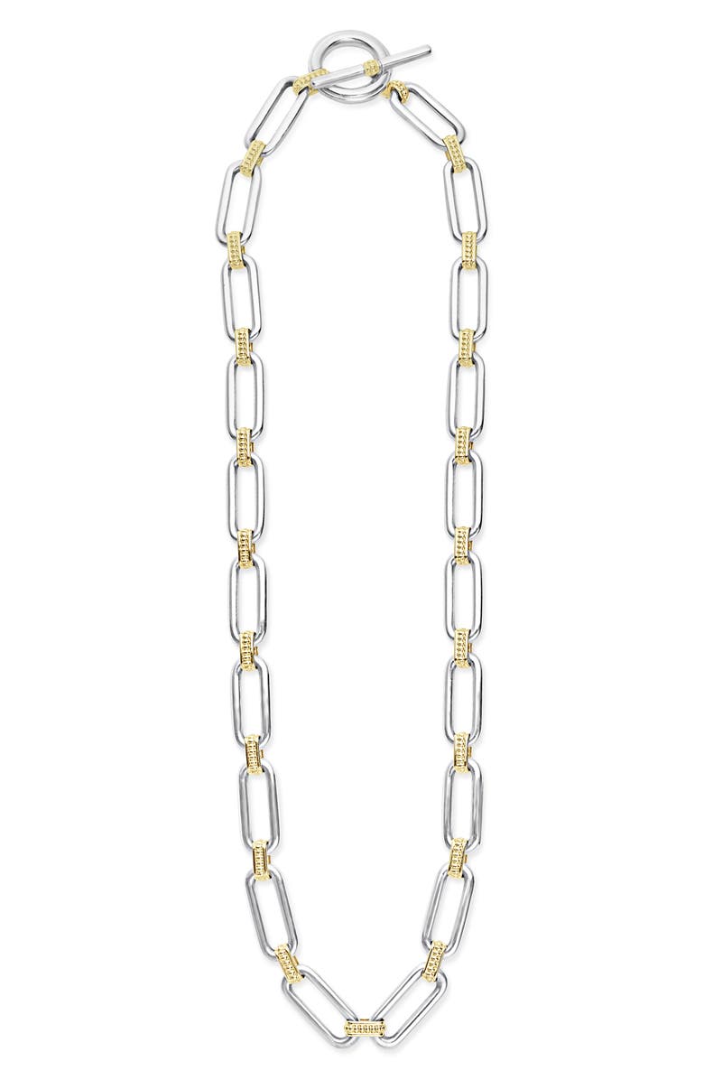 LAGOS Signature Caviar Link Necklace, Alternate, color, Silver Gold