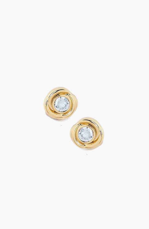 Lerino Crystal Stud Earrings In Gold