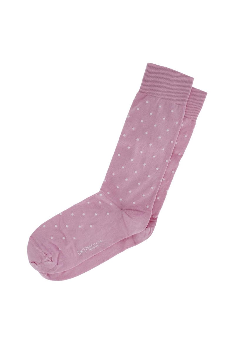 Leo Polka Dot Mercerized Cotton Mid-Calf Socks, Alternate, color, Pink with White Dots