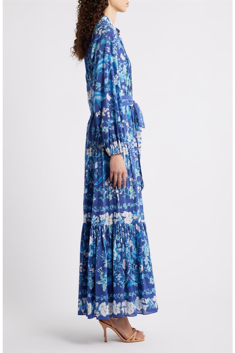 Zariah Print Long Sleeve Shirtdress, Alternate, color, INDIGO MULTI