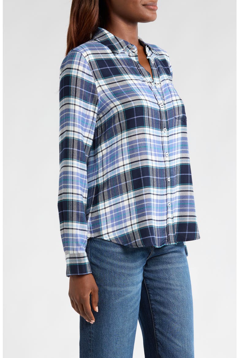 Plaid Flannel Button-Up Shirt, Alternate, color, NAVY BLAZER ADLEY PLAID