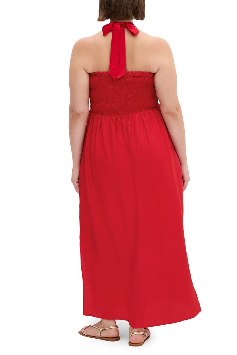 Peta Serene Convertible Strapless Maxi Dress, Alternate, color, CHERRY RED