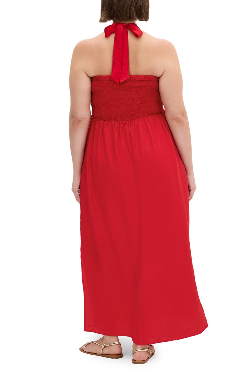City Chic Peta Serene Convertible Strapless Maxi Dress, Alternate, color, Cherry Red