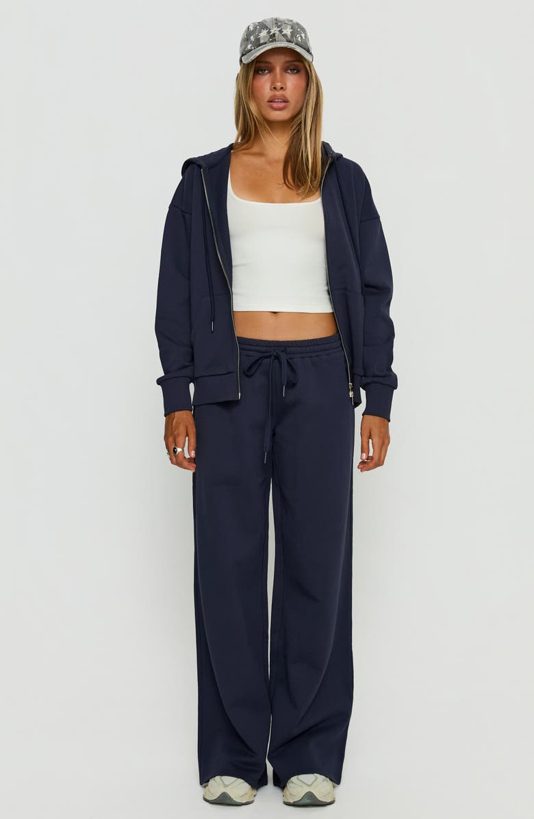 Princess Polly All Day Cotton Zip Hoodie, Alternate, color, Navy